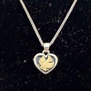 JAMES AVERY Sterling 14K Yellow Gold Peace Dove Branch Charm Necklace; RETIRED